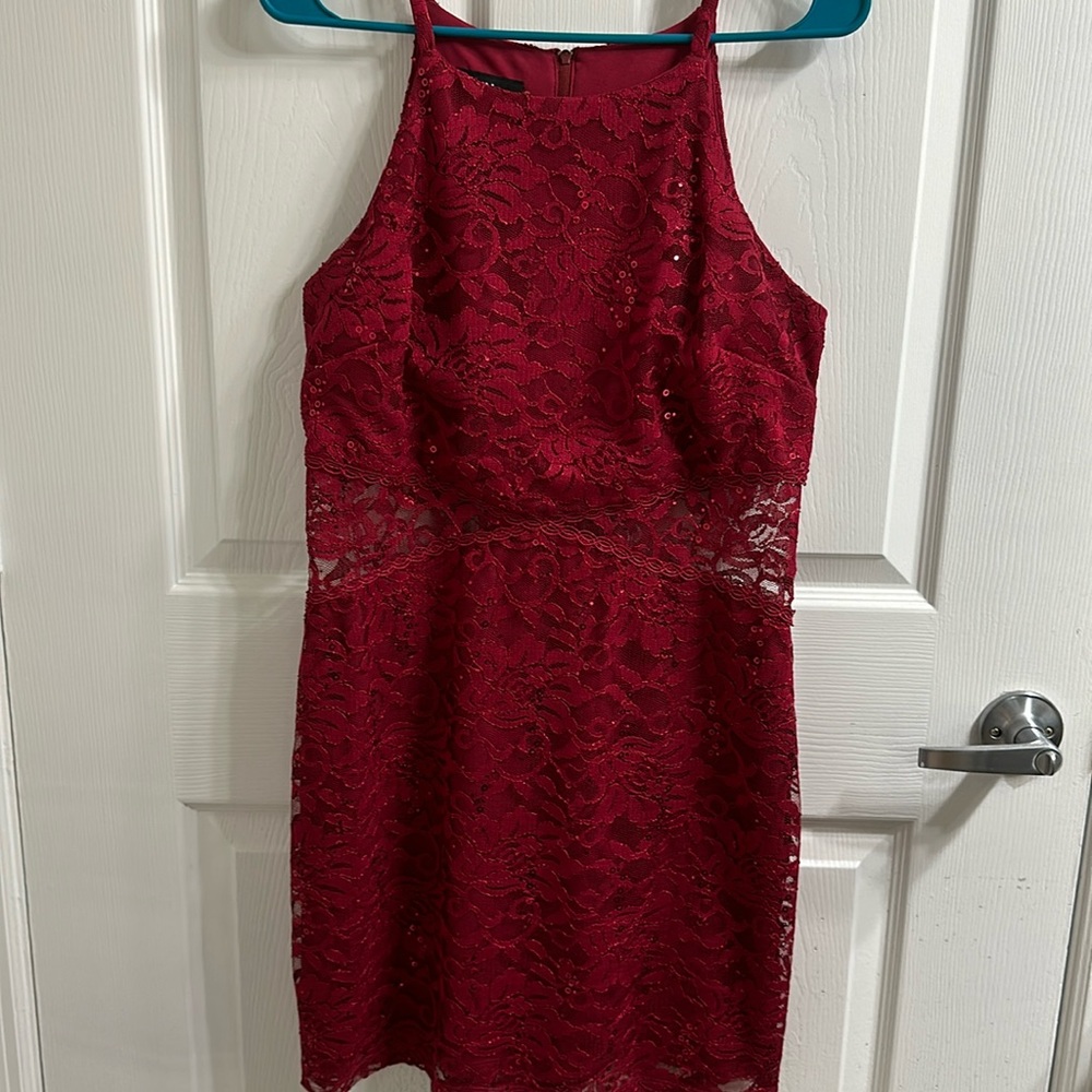Red Sequin and Lace Formal Dress Size 13 Juniors